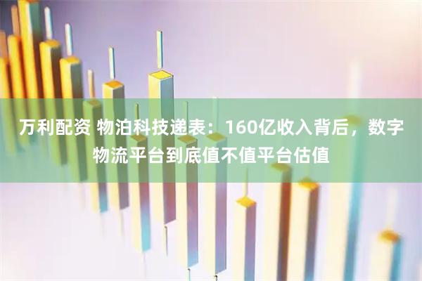 万利配资 物泊科技递表：160亿收入背后，数字物流平台到底值不值平台估值